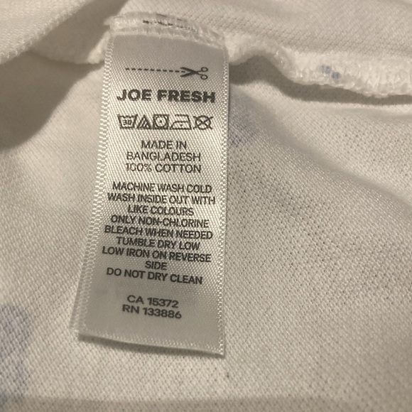 New: Joe Fresh boys dress tshirt with button in white and blue (large 10-12) - Picture 6 of 6